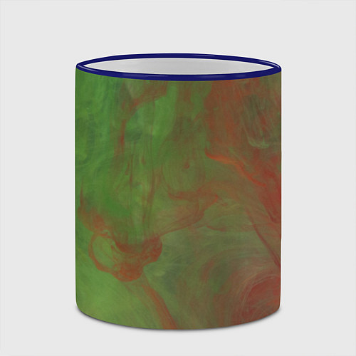 Кружка цветная Зелёные и красные волны красок / 3D-Синий кант – фото 2