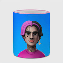 Кружка 3D Lil Peep На Синем Фоне, цвет: 3D-розовый кант — фото 2