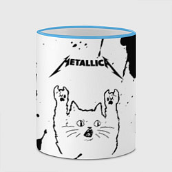 Кружка 3D Metallica рок кот на светлом фоне, цвет: 3D-небесно-голубой кант — фото 2