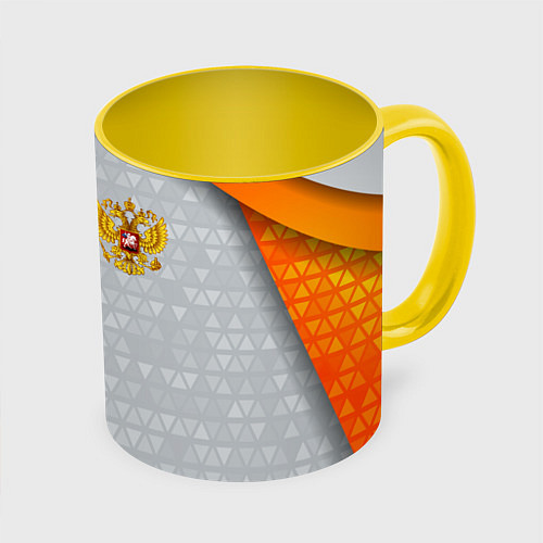 Кружка цветная Orange & silver Russia / 3D-Белый + желтый – фото 1