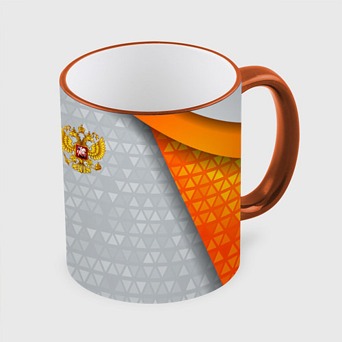 Кружка цветная Orange & silver Russia / 3D-Оранжевый кант – фото 1