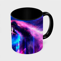 Кружка 3D Dead by Daylight неоновый космос, цвет: 3D-белый + черный