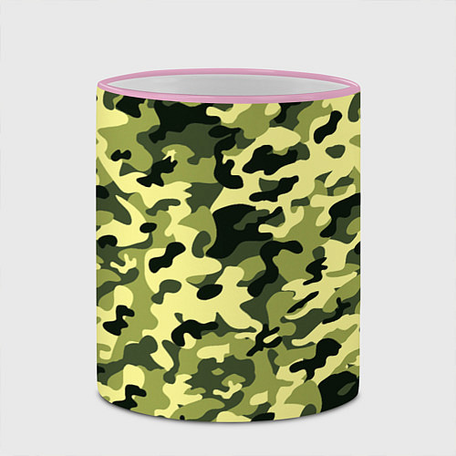 Кружка цветная Камуфляж Зеленые листья / 3D-Розовый кант – фото 2