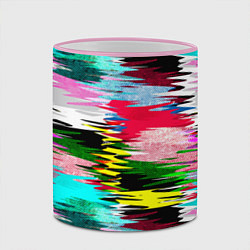 Кружка 3D Абстрактный многоцветный неоновый узор, цвет: 3D-розовый кант — фото 2