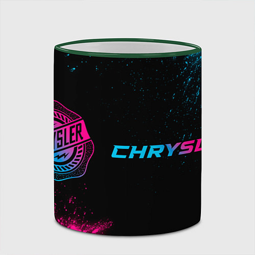 Кружка цветная Chrysler - neon gradient: надпись и символ / 3D-Зеленый кант – фото 2