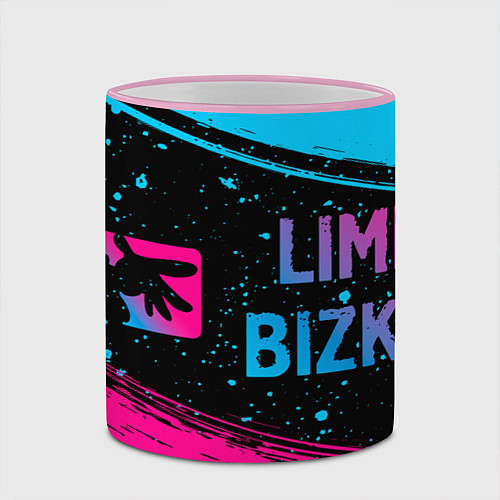 Кружка цветная Limp Bizkit - neon gradient: надпись и символ / 3D-Розовый кант – фото 2