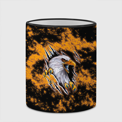 Кружка цветная Орел в огне / 3D-Черный кант – фото 2