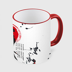 Кружка цветная Самурай на фоне солнца