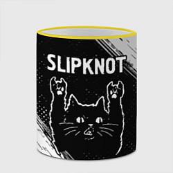 Кружка 3D Группа Slipknot и рок кот, цвет: 3D-желтый кант — фото 2