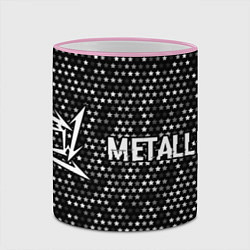 Кружка 3D Metallica glitch на темном фоне: надпись и символ, цвет: 3D-розовый кант — фото 2
