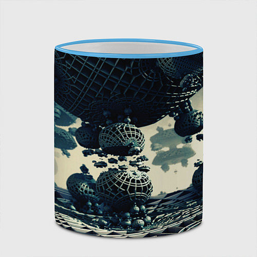 Кружка цветная Трехмерный готический фрактал / 3D-Небесно-голубой кант – фото 2