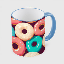 Кружка 3D Пончики и только пончики, цвет: 3D-небесно-голубой кант