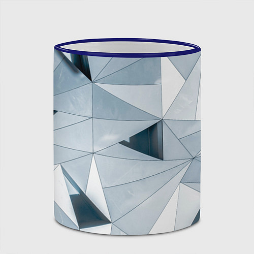 Кружка цветная Множество треугольников - Абстрактная броня / 3D-Синий кант – фото 2