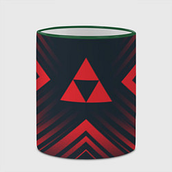 Кружка 3D Красный символ Zelda на темном фоне со стрелками, цвет: 3D-зеленый кант — фото 2