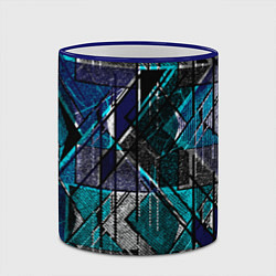 Кружка 3D Сине - черная гранжевая абстракция, цвет: 3D-синий кант — фото 2