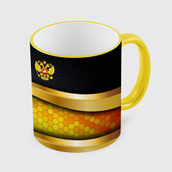 Кружка 3D Black & gold - герб России, цвет: 3D-желтый кант