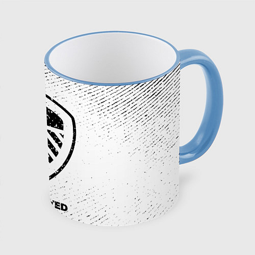 Кружка цветная Leeds United с потертостями на светлом фоне / 3D-Небесно-голубой кант – фото 1