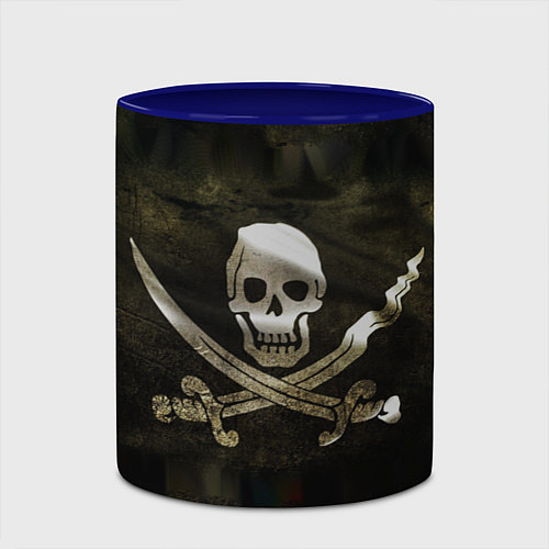 Кружка цветная Пиратский флаг - череп с ножами / 3D-Белый + синий – фото 2