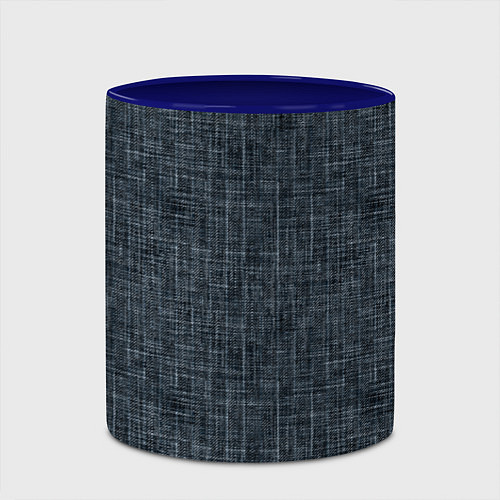 Кружка цветная Черно-синий текстурированный в елочку, под джинсу / 3D-Белый + синий – фото 2
