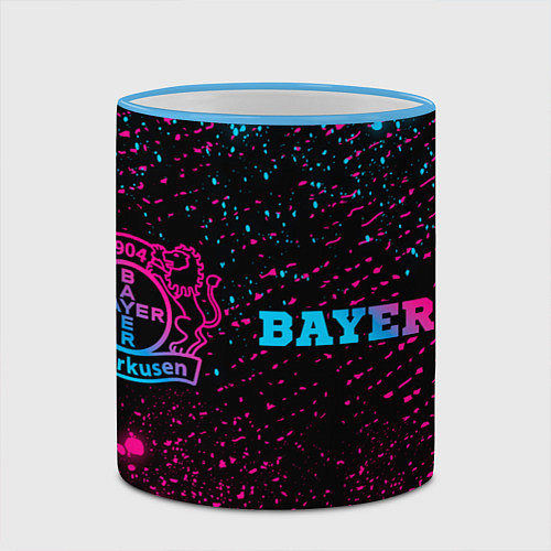 Кружка цветная Bayer 04 - neon gradient: надпись и символ / 3D-Небесно-голубой кант – фото 2