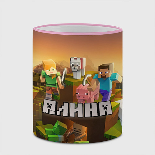 Кружка цветная Алина Minecraftг / 3D-Розовый кант – фото 2