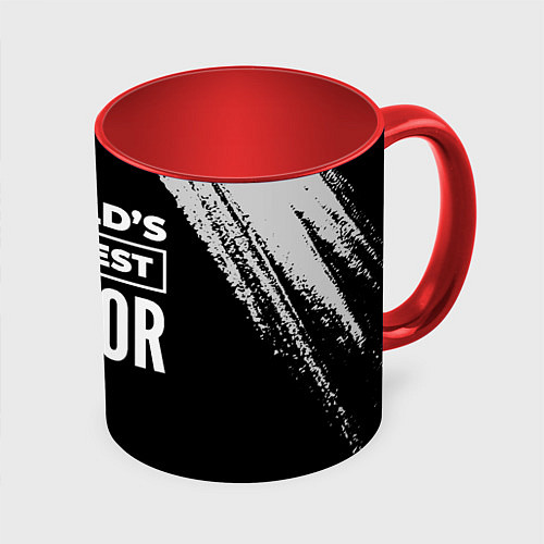 Кружка цветная Worlds okayest sailor - dark / 3D-Белый + красный – фото 1