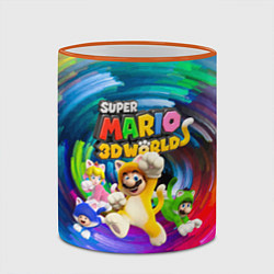 Кружка 3D Super Mario 3D World - Nintendo - Team of heroes, цвет: 3D-оранжевый кант — фото 2