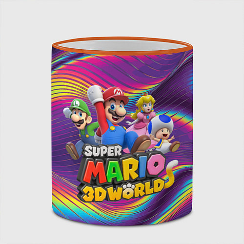 Кружка цветная Герои Super Mario 3D World - Nintendo / 3D-Оранжевый кант – фото 2