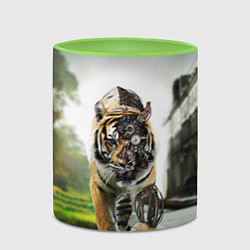 Кружка 3D Кибернетический тигр, цвет: 3D-белый + светло-зеленый — фото 2