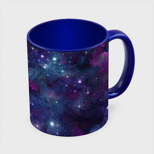Кружка цветная Бесконечность звездного неба / 3D-Белый + синий – фото 1
