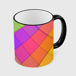 Кружка 3D Геометрический узор из квадратов, цвет: 3D-черный кант
