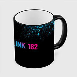 Кружка 3D Blink 182 - neon gradient: надпись и символ, цвет: 3D-черный кант