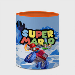 Кружка 3D Марио и Луиджи гонщики - Super Mario, цвет: 3D-белый + оранжевый — фото 2