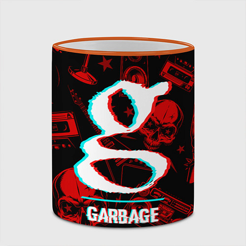 Кружка цветная Garbage rock glitch / 3D-Оранжевый кант – фото 2