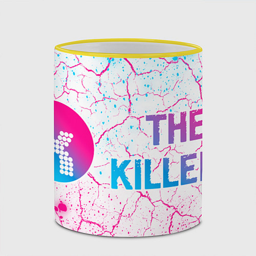 Кружка цветная The Killers neon gradient style: надпись и символ / 3D-Желтый кант – фото 2