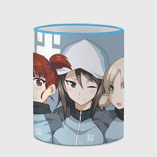 Кружка цветная Мика с Аки и Микко / 3D-Небесно-голубой кант – фото 2
