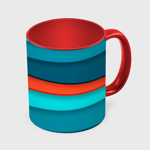 Кружка цветная Геометрические непараллельные пластины / 3D-Белый + красный – фото 1