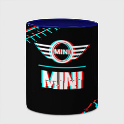 Кружка 3D Значок Mini в стиле glitch на темном фоне, цвет: 3D-белый + синий — фото 2