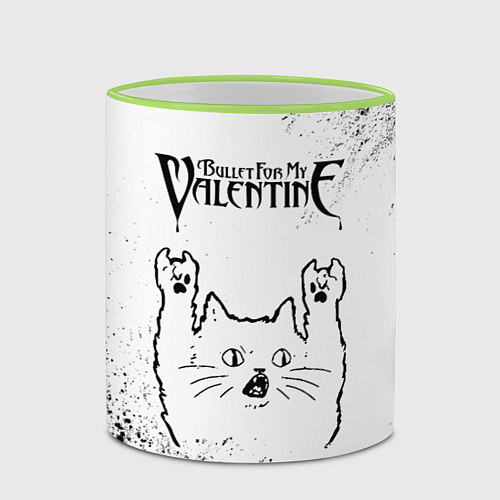Кружка цветная Bullet For My Valentine рок кот на светлом фоне / 3D-Светло-зеленый кант – фото 2