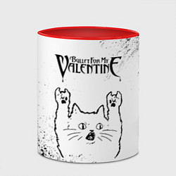 Кружка 3D Bullet For My Valentine рок кот на светлом фоне, цвет: 3D-белый + красный — фото 2