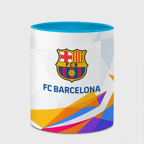 Кружка цветная Barcelona цветные геометрии / 3D-Белый + небесно-голубой – фото 2
