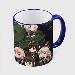 Кружка 3D Девушки и танк, цвет: 3D-синий кант