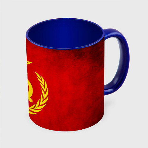 Кружка цветная СССР - старый флаг / 3D-Белый + синий – фото 1