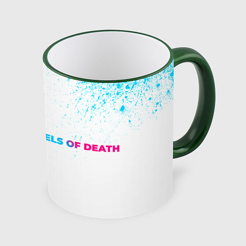 Кружка цветная Angels of Death neon gradient style: надпись и сим / 3D-Зеленый кант – фото 1