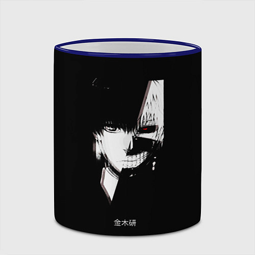 Кружка цветная Tokyo Ghoul Kaneki Ken glitch / 3D-Синий кант – фото 2