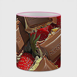 Кружка 3D Клубника и шоколад Рошен, цвет: 3D-розовый кант — фото 2