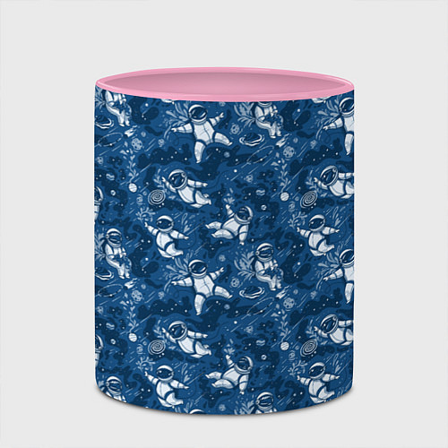 Кружка цветная Космонавт с котом / 3D-Белый + розовый – фото 2