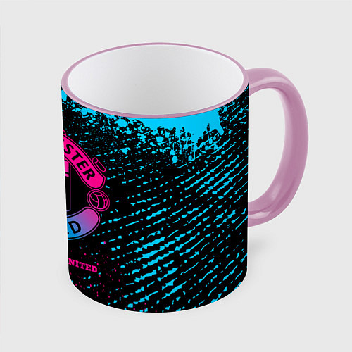 Кружка цветная Manchester United - neon gradient / 3D-Розовый кант – фото 1
