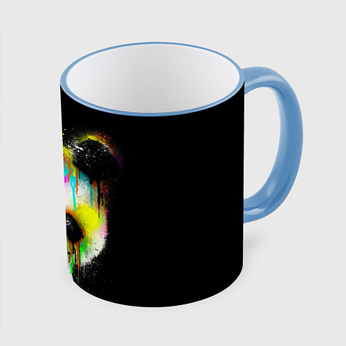 Кружка цветная Панда в краске / 3D-Небесно-голубой кант – фото 1