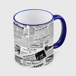 Кружка 3D Газетный коллаж, цвет: 3D-синий кант